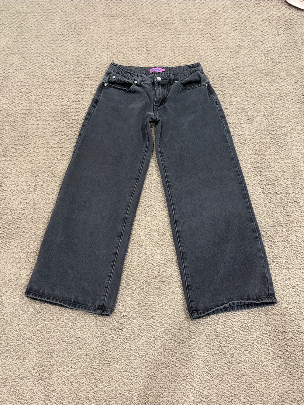 Baggy straight leg black jeans edikted